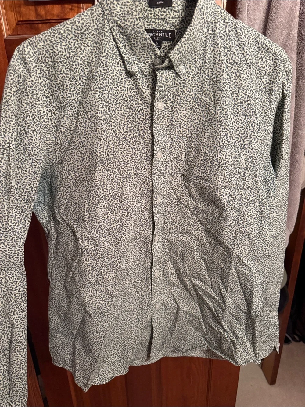 Slim Floral-Print Button-Down Shirt - White/Navy